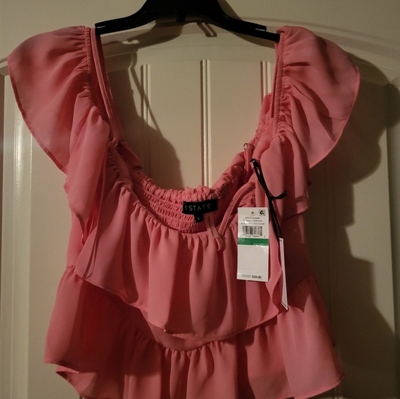 Pink Flutter Sleeve Ruffled Blouse - Picture 2 of 3